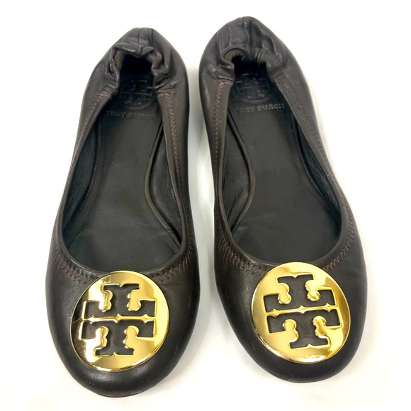 Tory Burch Reva Chocolate Brown Ballet Flats - Picture 1 of 8